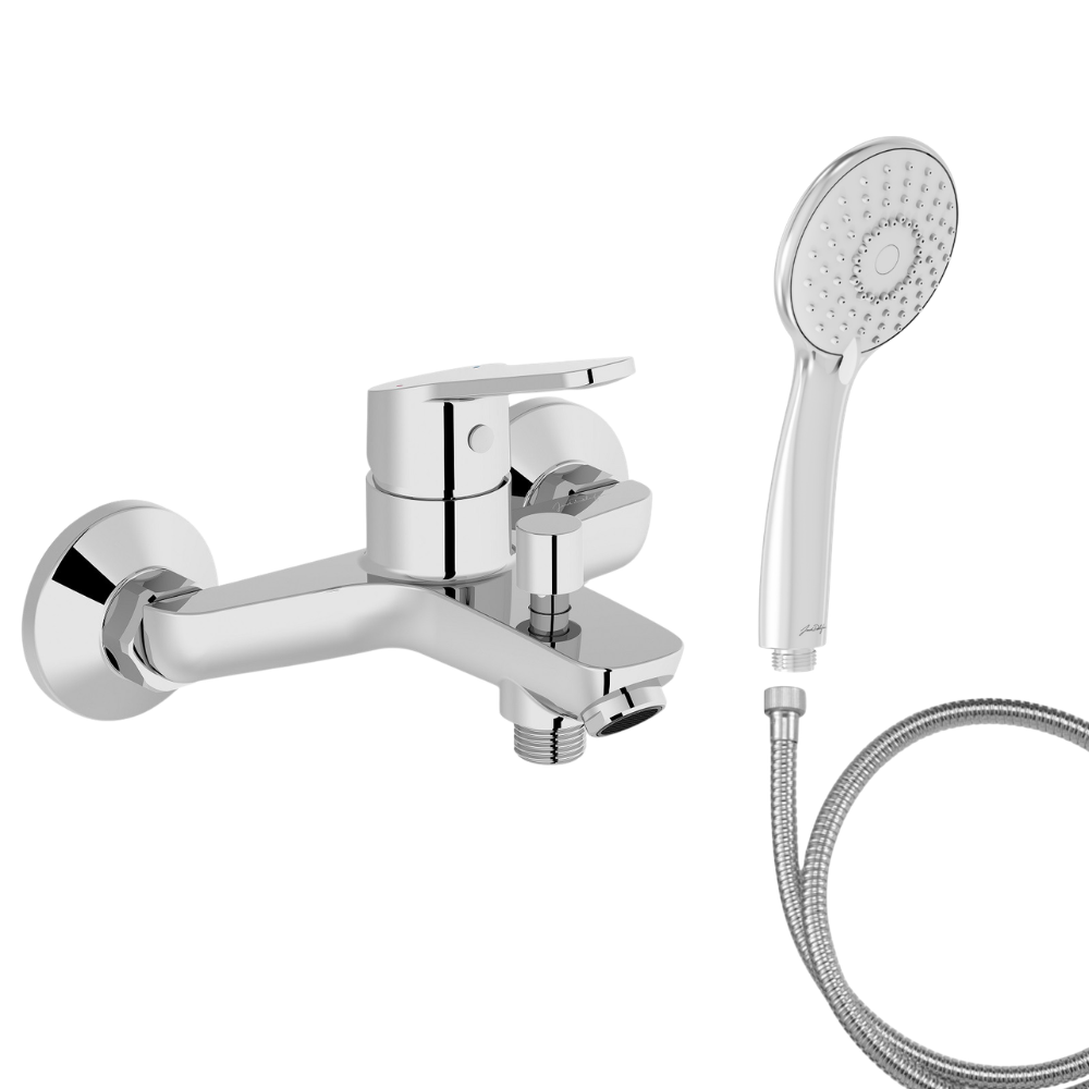 Mitigeur baignoire JACOB DELAFON Aimé + pommeau de douche Juliette + flexible de douche métal