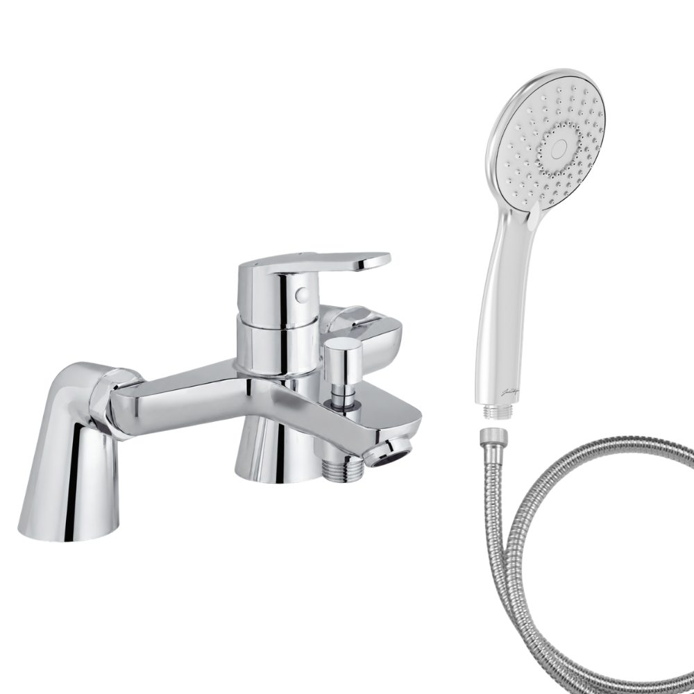 Mitigeur baignoire JACOB DELAFON Aimé + pommeau de douche Juliette + flexible de douche métal + colonnettes