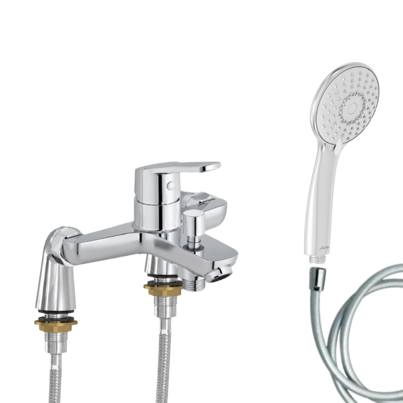 Mitigeur baignoire JACOB DELAFON Aimé + pommeau de douche Juliette + flexible de douche lisse + colonnettes Idro'Flex