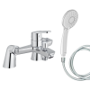 Mitigeur baignoire JACOB DELAFON Aimé + pommeau de douche Juliette + flexible de douche lisse + colonnettes