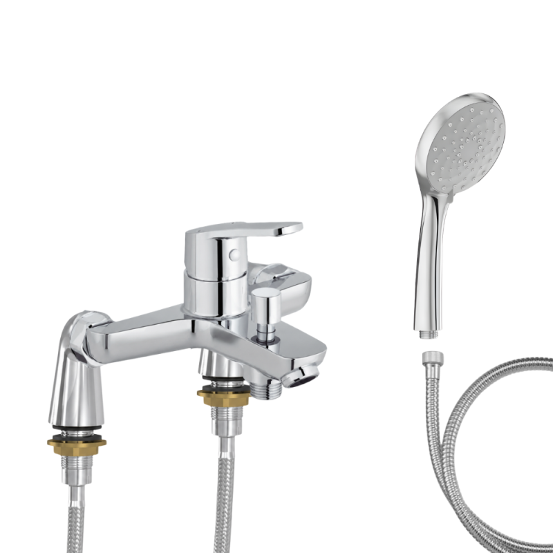 Mitigeur baignoire JACOB DELAFON Aimé + pommeau de douche Awaken + flexible de douche métal