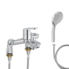 Mitigeur baignoire JACOB DELAFON Aimé + pommeau de douche Awaken + flexible de douche métal
