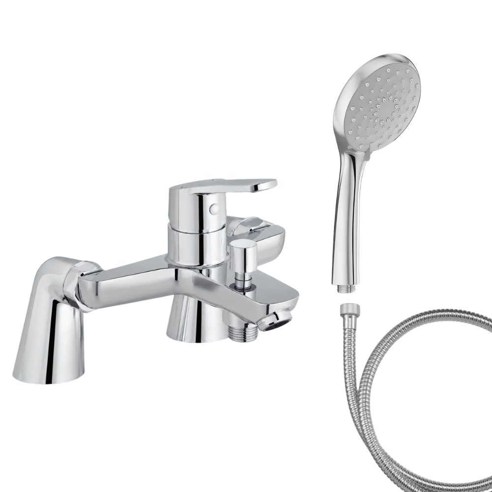 Mitigeur baignoire JACOB DELAFON Aimé + pommeau de douche Awaken + flexible de douche métal + colonnettes