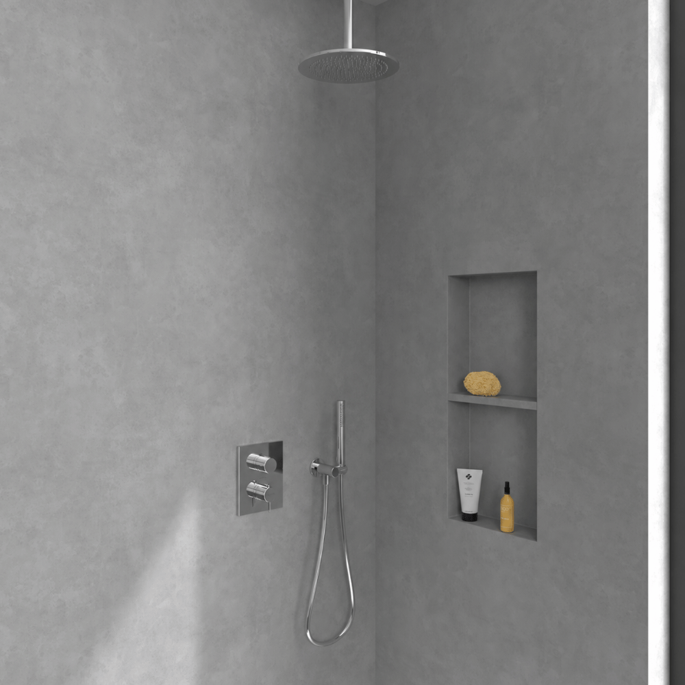 robinetterie de douche encastrée chromée