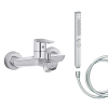 Mitigeur baignoire JACOB DELAFON July+ + pommeau de douche Shift+ carré + flexible de douche lisse