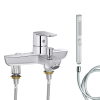 Mitigeur baignoire JACOB DELAFON July+ + pommeau de douche Shift+ carré + flexible de douche lisse + colonnettes Idro'Flex