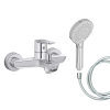 Mitigeur baignoire JACOB DELAFON July+ + pommeau de douche Metro + flexible de douche lisse