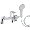 Mitigeur baignoire JACOB DELAFON July+ + pommeau de douche Metro + flexible de douche lisse + colonnettes