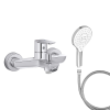 Mitigeur baignoire JACOB DELAFON July+ + pommeau de douche Metro signature + flexible de douche métal