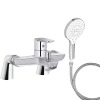 Mitigeur baignoire JACOB DELAFON July+ + pommeau de douche Metro signature + flexible de douche métal + colonnettes