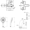 Mitigeur baignoire JACOB DELAFON July+ + pommeau de douche Metro signature + flexible de douche métal + colonnettes