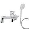 Mitigeur baignoire JACOB DELAFON July+ + pommeau de douche Juliette + flexible de douche métal + colonnettes