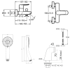 Mitigeur baignoire JACOB DELAFON July+ + pommeau de douche Juliette + flexible de douche métal + colonnettes