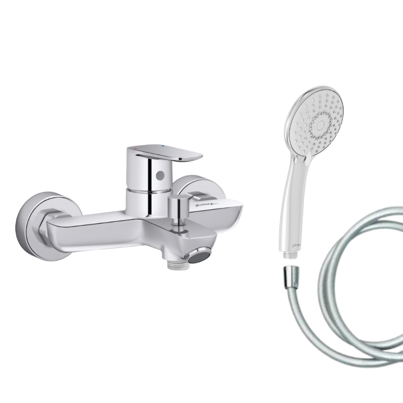 Mitigeur baignoire JACOB DELAFON July+ + pommeau de douche Juliette + flexible de douche lisse