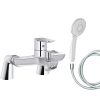 Mitigeur baignoire JACOB DELAFON July+ + pommeau de douche Juliette + flexible de douche lisse + colonnettes