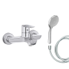Mitigeur baignoire JACOB DELAFON July+ + pommeau de douche Awaken + flexible de douche lisse