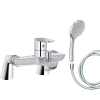 Mitigeur baignoire JACOB DELAFON July+ + pommeau de douche Awaken + flexible de douche lisse + colonnettes