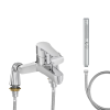 Mitigeur baignoire JACOB DELAFON July + pommeau de douche Shift+ rond + flexible de douche métal + colonnettes Idro'Flex