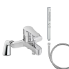 Mitigeur baignoire JACOB DELAFON July + pommeau de douche Shift+ carré + flexible de douche métal + colonnettes
