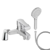 Mitigeur baignoire JACOB DELAFON July + pommeau de douche Metro + flexible de douche métal + colonnettes