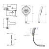Mitigeur baignoire JACOB DELAFON July + pommeau de douche Metro signature + flexible de douche métal + colonnettes Idro'Flex