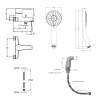 Mitigeur baignoire JACOB DELAFON July + pommeau de douche Juliette + flexible de douche métal + colonnettes Idro'Flex