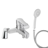 Mitigeur baignoire JACOB DELAFON July + pommeau de douche Juliette + flexible de douche métal + colonnettes