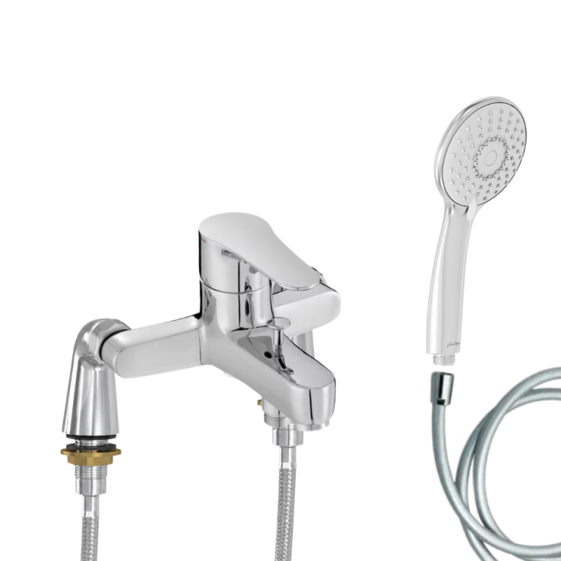 Mitigeur baignoire JACOB DELAFON July + pommeau de douche Juliette + flexible de douche lisse + colonnettes Idro'Flex