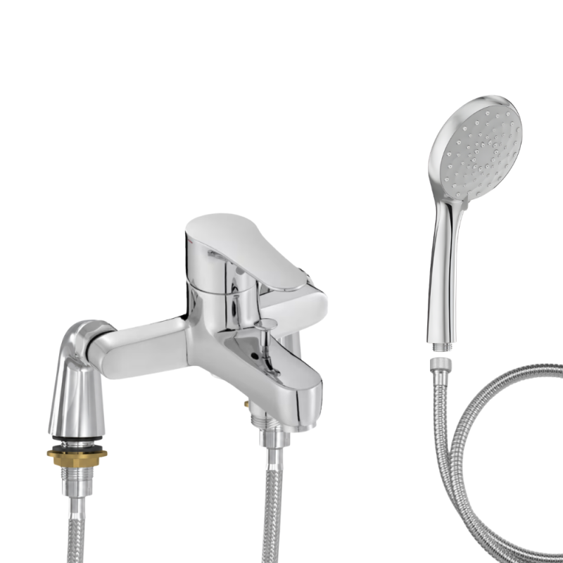 Mitigeur baignoire JACOB DELAFON July + pommeau de douche Awaken + flexible de douche métal + colonnettes Idro'Flex