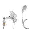 Mitigeur baignoire JACOB DELAFON July + pommeau de douche Awaken + flexible de douche métal + colonnettes Idro'Flex