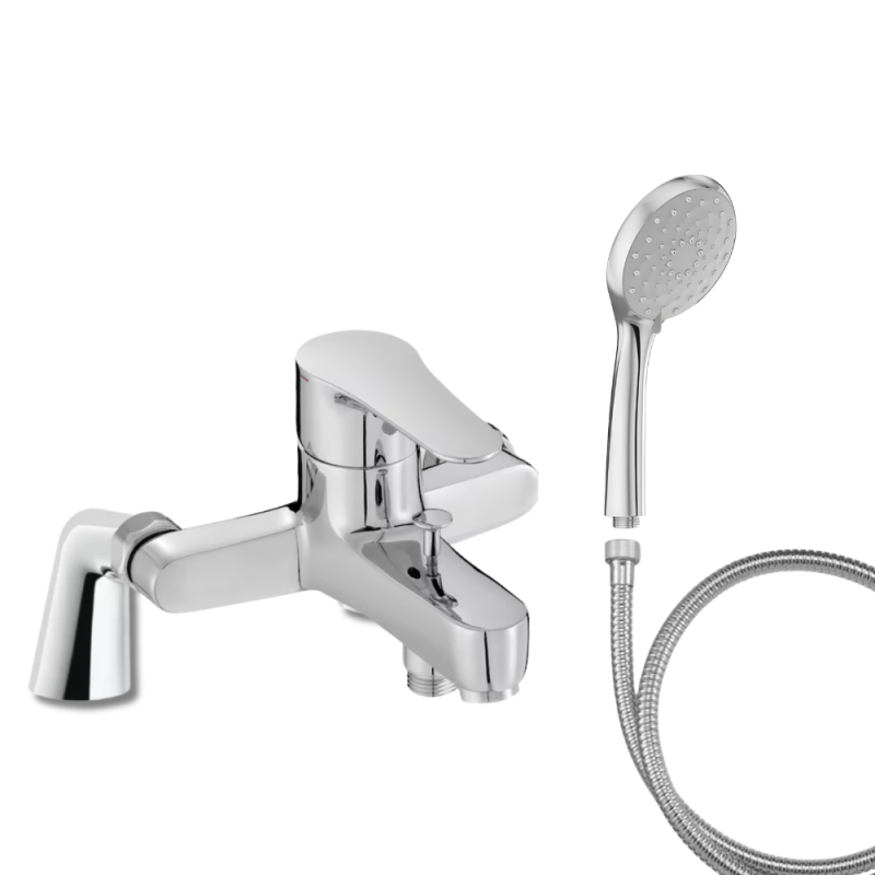 Mitigeur baignoire JACOB DELAFON July + pommeau de douche Awaken + flexible de douche métal + colonnettes