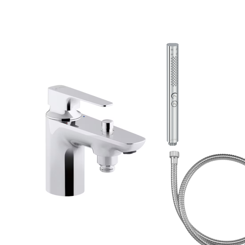 Mitigeur baignoire JACOB DELAFON Aleo+ + pommeau de douche Shift+ rond + flexible de douche métal