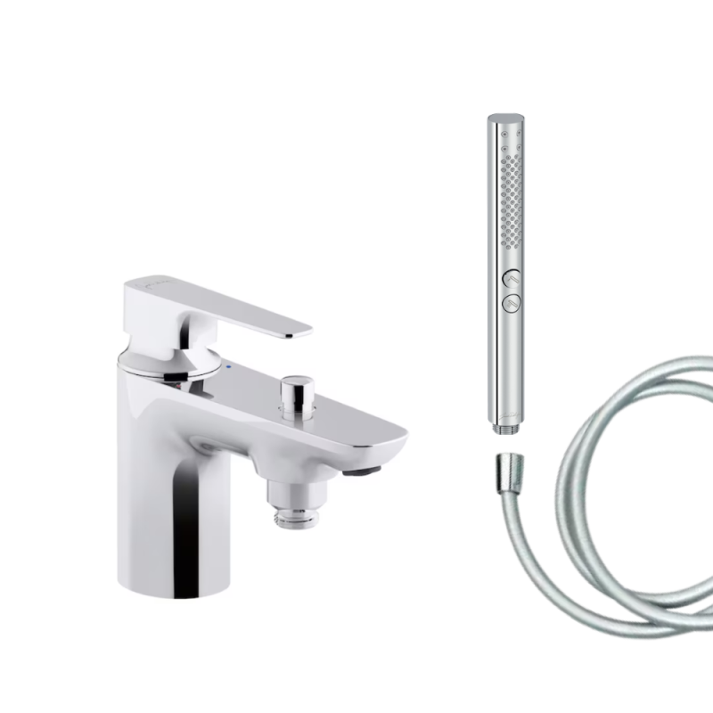 Mitigeur baignoire JACOB DELAFON Aleo+ + pommeau de douche Shift+ rond + flexible de douche lisse
