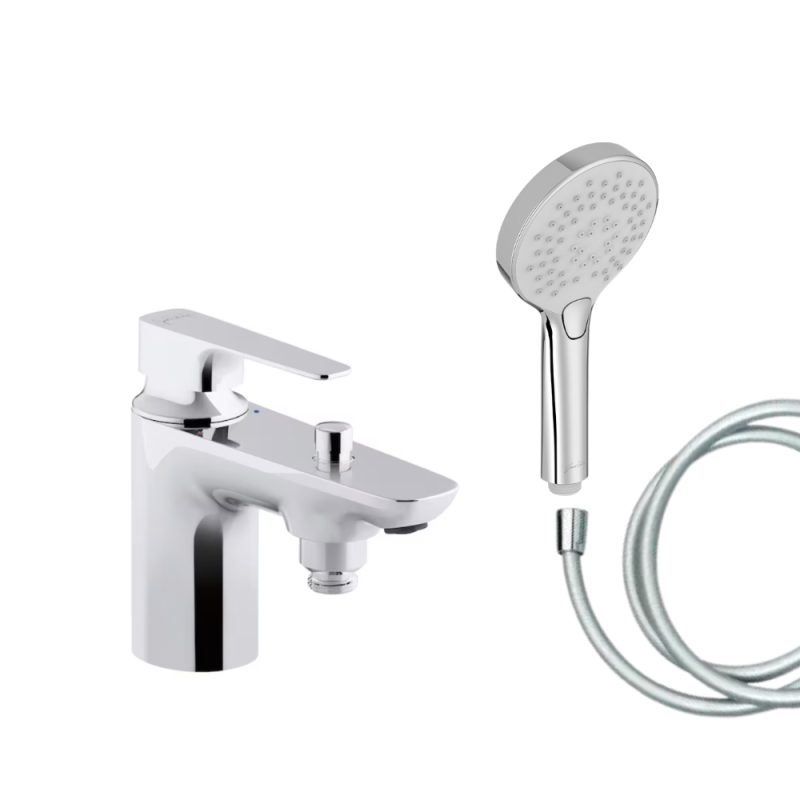 Mitigeur baignoire JACOB DELAFON Aleo+ + pommeau de douche Metro + flexible de douche lisse