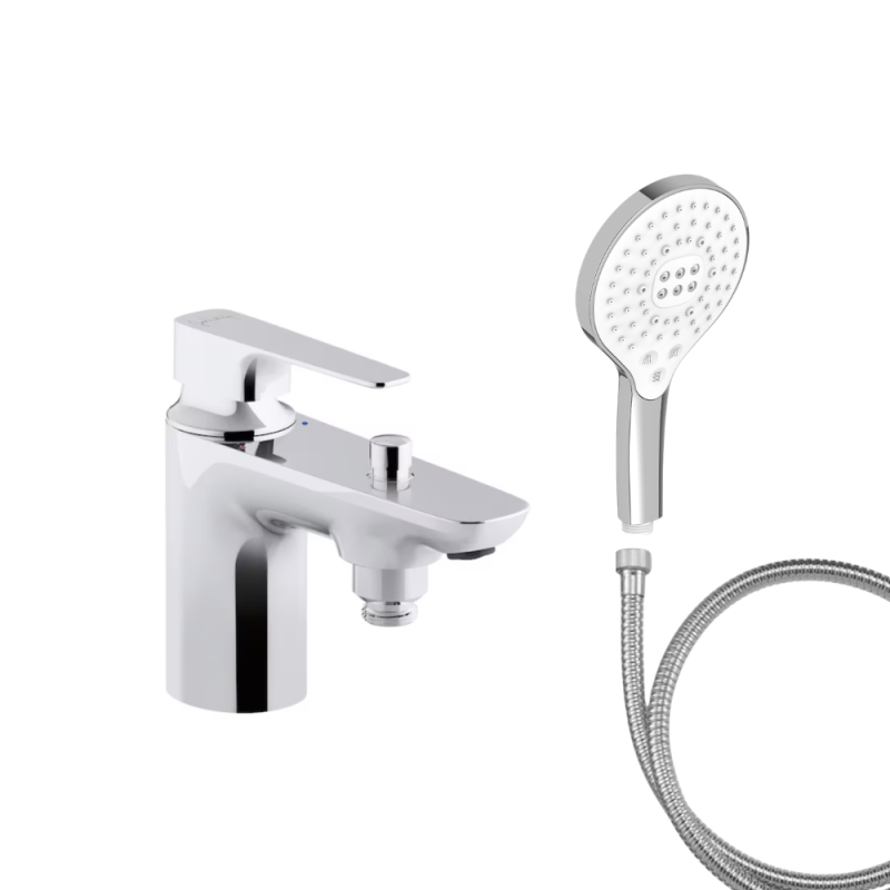 Mitigeur baignoire JACOB DELAFON Aleo+ + pommeau de douche Metro signature + flexible de douche métal