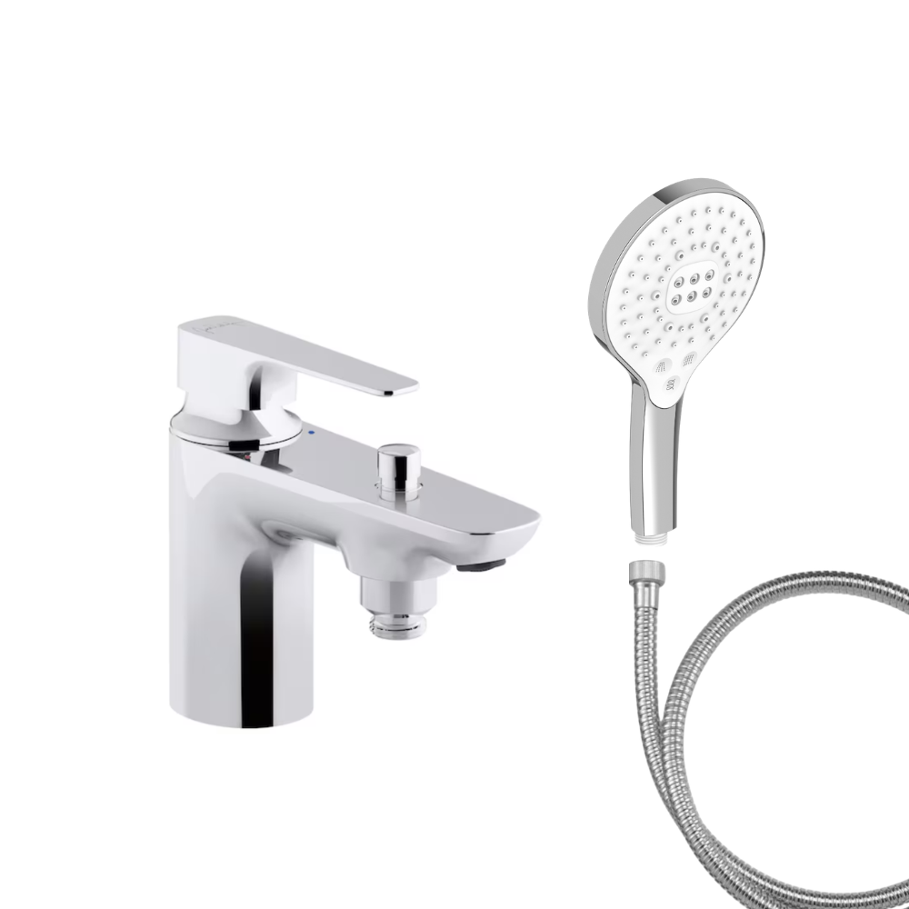 Mitigeur baignoire JACOB DELAFON Aleo+ + pommeau de douche Metro signature + flexible de douche métal