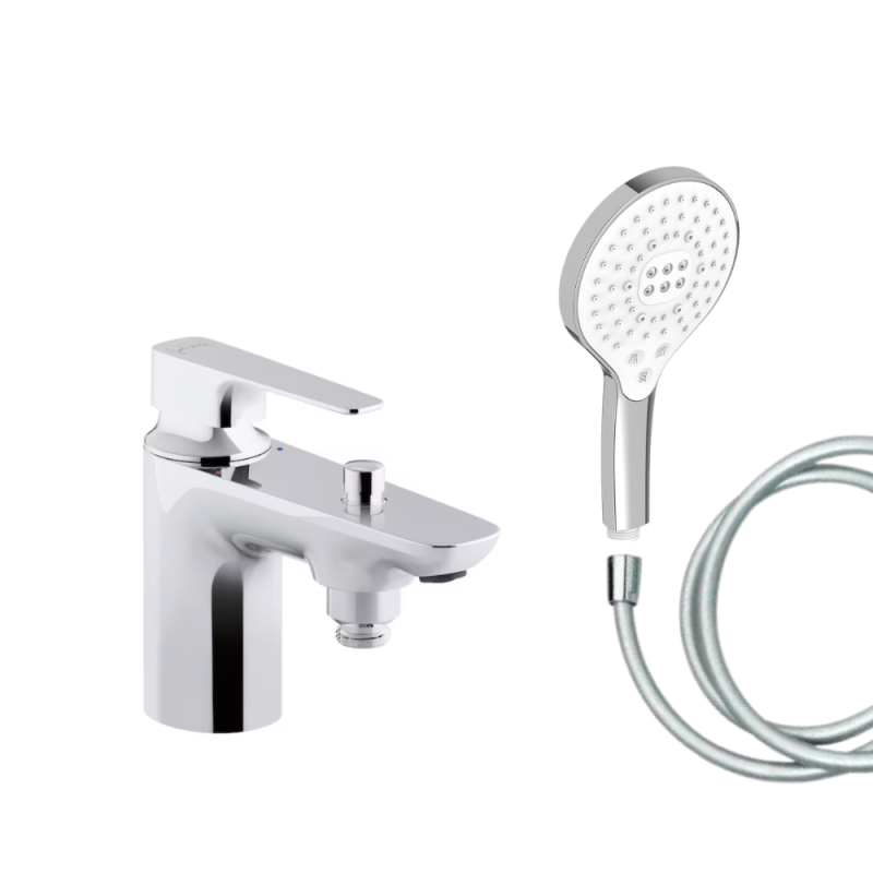 Mitigeur baignoire JACOB DELAFON Aleo+ + pommeau de douche Metro signature + flexible de douche lisse