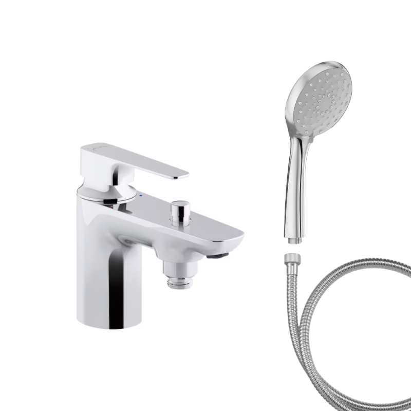 Mitigeur baignoire JACOB DELAFON Aleo+ + pommeau de douche Awaken + flexible de douche métal