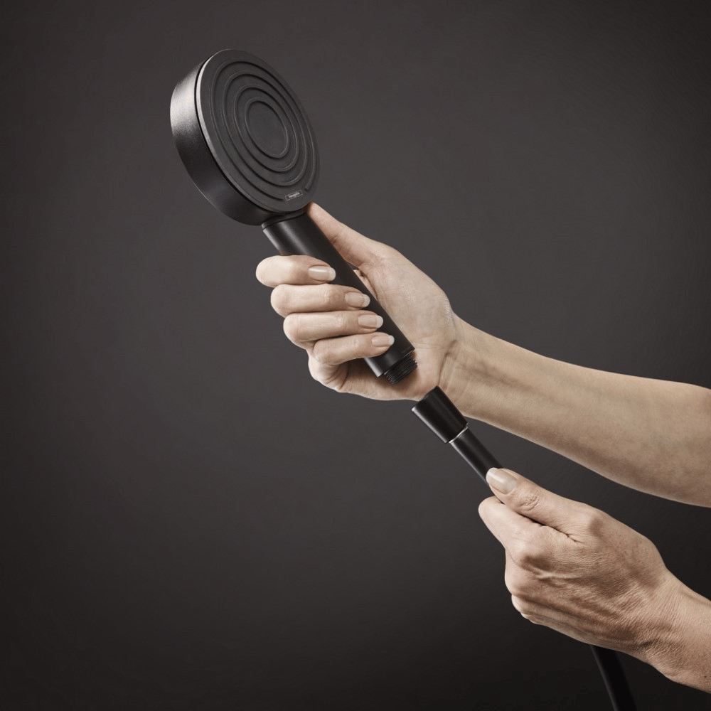 Pack mitigeur mécanique HANSGROHE Rebris S + pommeau Pulsify Select + flexible 160cm + support noir mat |Batinea