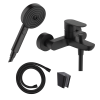 Pack mitigeur mécanique HANSGROHE Rebris S + pommeau Pulsify Select + flexible 160cm + support noir mat |Batinea
