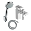 Pack mitigeur bain douche mécanique monotrou Vernis Shape + pommeau Croma 100 + support et flexible 125 cm chromé |Batinea