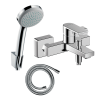 Pack mitigeur bain douche mécanique Vernis Shape mural + pommeau Croma 100 + support et flexible 125cm chromé |Batinea