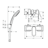 Pack mitigeur douche mécanique HANSGROHE Vernis Shape + Croma 100 pommeau 1 jet avec support + flexible 125cm chromé |Batinea