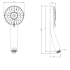 Pommeau de douche 3 jetsJACOB DELAFON Juliette chrome + flexible anti torsion 175 cm métal chrome