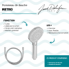 Pommeau de douche 3 jets JACOB DELAFON Metro chrome + flexible anti torsion 175 cm métal chrome