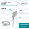 Pommeau de douche 3 jets JACOB DELAFON Awaken organic + flexible de douche lisse anti-torsion 160 cm Chrome