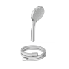 Pommeau de douche 3 jets JACOB DELAFON Awaken organic + flexible de douche lisse anti-torsion 160 cm Chrome