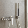Pommeau de douche 2 jets JACOB DELAFON Shift Ellipse noir et chrome + flexible de douche lisse anti-torsion 160 cm Chrome