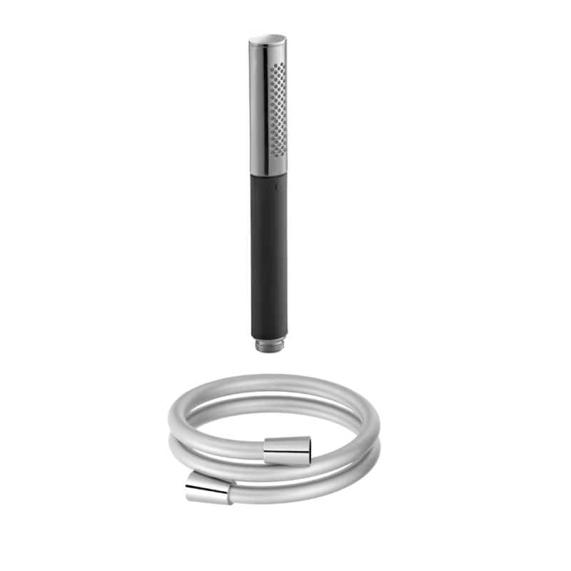 Pommeau de douche 2 jets JACOB DELAFON Shift Ellipse noir et chrome + flexible de douche lisse anti-torsion 160 cm Chrome