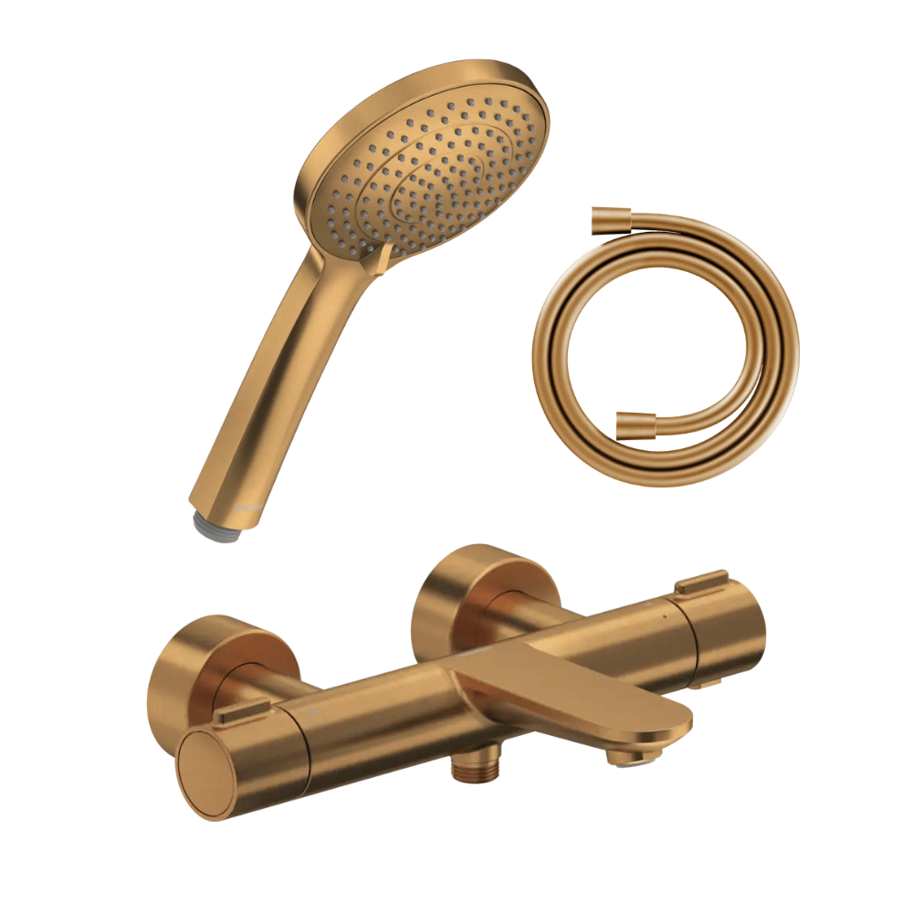 Pack mitigeur bain douche thermostatique DURAVIT Wave + pommeau Universal 3 jets + flexible 160 cm |Batinea